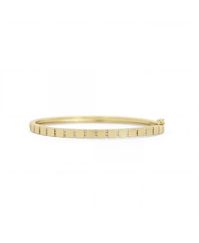 The Lovery Ribbed Cz Bangle 14K Gold Plated Sterling Silver