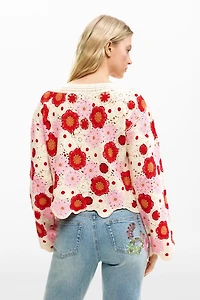 Desigual Women's Crochet flower sweater