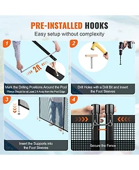 Inolait 4 x 108 Ft Removable Safety Pool Fence With Stainless Steel Legs For Diy Installation