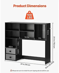 Sugift 3-Tier Wood Desktop Bookshelf Storage Organizer with Fabric Drawers for Office