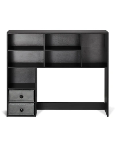 Sugift 3-Tier Wood Desktop Bookshelf Storage Organizer with Fabric Drawers for Office