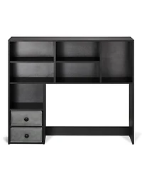 Sugift 3-Tier Wood Desktop Bookshelf Storage Organizer with Fabric Drawers for Office