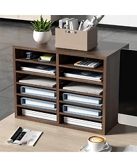 Sugift 12 Compartment Literature Organizer With Adjustable Shelves for Office and Home