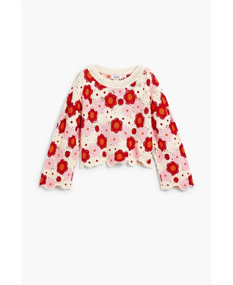 Desigual Women's Crochet flower sweater