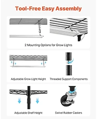 Sugift 6-Tier Indoor Plant Shelf with Grow Light 71in Tall Full Spectrum Led