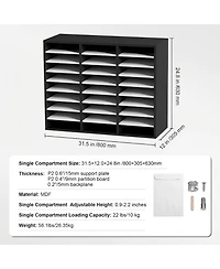 Sugift 27 Compartment Adjustable Wood Literature Organizer for Office Storage