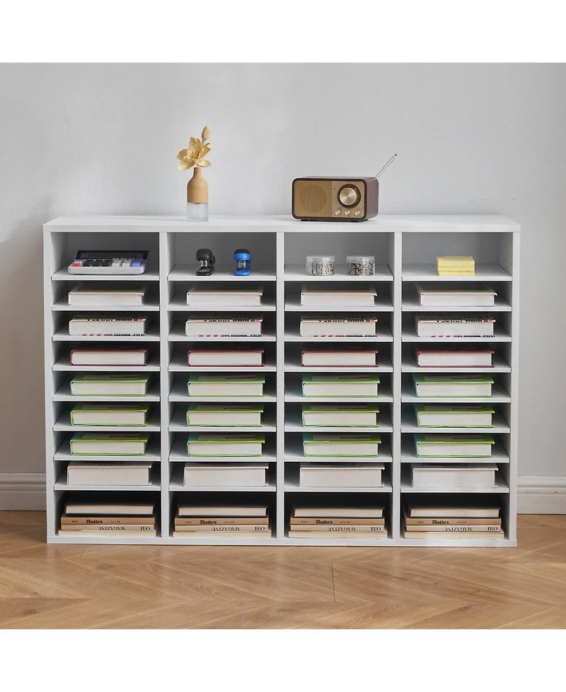 Sugfit 36 Compartment Wooden Literature Organizer Mailbox for Office Storage