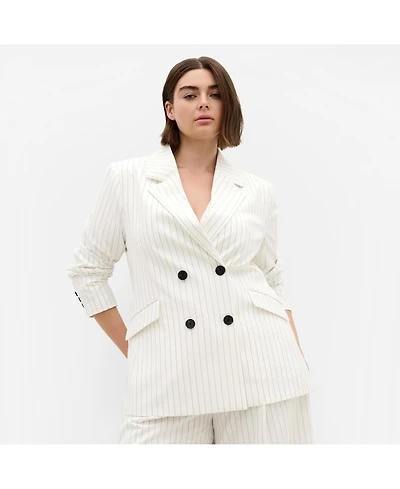 City Chic Women's Pinstripe Double Breasted Blazer