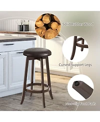 Gouun 29 in Upholstered Pu Leather Bar Stool Set of 2 with 360-Degree Swivel Round Seat