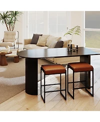 Gouun 26 Counter Height Faux Leather Backless Bar Stool Set of 2 with Padded Saddle Seat