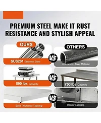 Sugift Stainless Steel Prep Table 24 x 48 x 34 in 800 lbs Capacity for Commercial Use