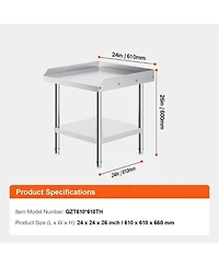 Sugift Stainless Steel Work Table 24 x 24 x 26 in Commercial Food Prep with Backsplash