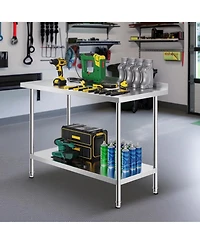 Sugift Heavy Duty Stainless Steel Work Table 24 x 48 x 36 in for Restaurant and Home Use