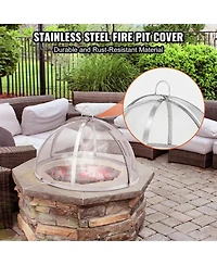 Sugift 30in Diameter Stainless Steel Fire Pit Spark Screen Lid Cover