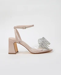 Berness Women's Fiora Rhinestone Embellished Butterfly Bow Block Heel Dress Sandals
