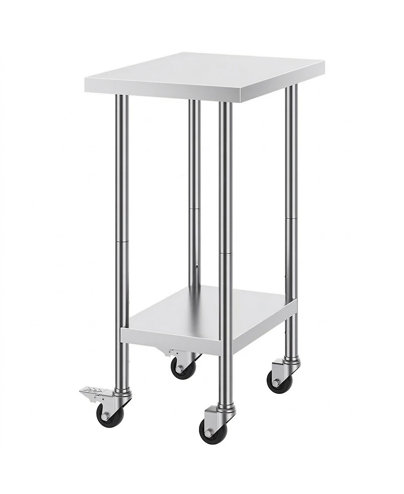Sugift Stainless Steel Work Table 24 x 18 x 38 in Adjustable Height for Commercial Kitchen