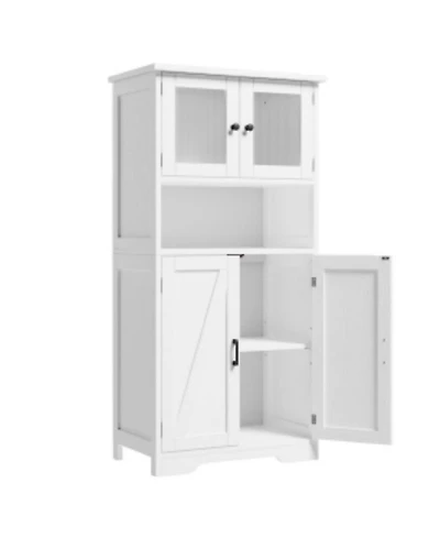 gaomon Tall Bathroom Storage Cabinet with 4 Doors and Adjustable Shelves
