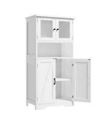gaomon Tall Bathroom Storage Cabinet with 4 Doors and Adjustable Shelves