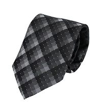 Trafalgar Men's Falcon Grey and Silver Micro Square Business Silk Necktie