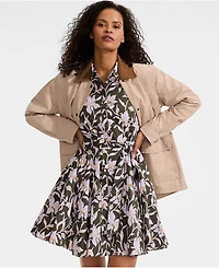 Lands' End Women's Poplin Button Front Dress with Godets