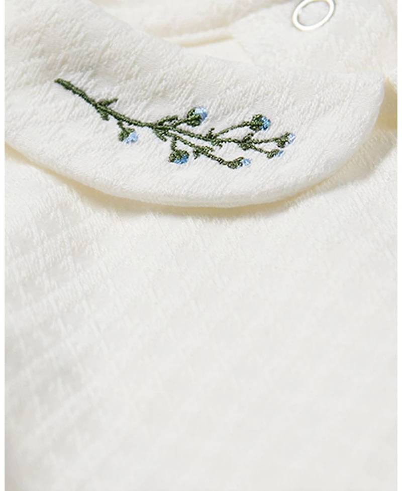 MeMoi Baby Boys Unisex Blue Buds Sweetest Bloom Cotton/Rayon Embroidered Footie