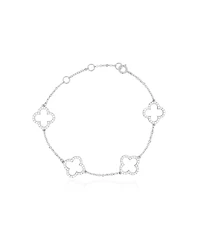 The Lovery Small Cz Open Clover Bracelet Sterling Silver