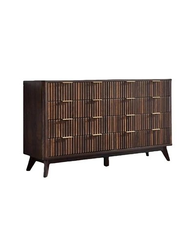 gaomon Modern Fluted Dresser with 8 Drawers and Faux Marble Top