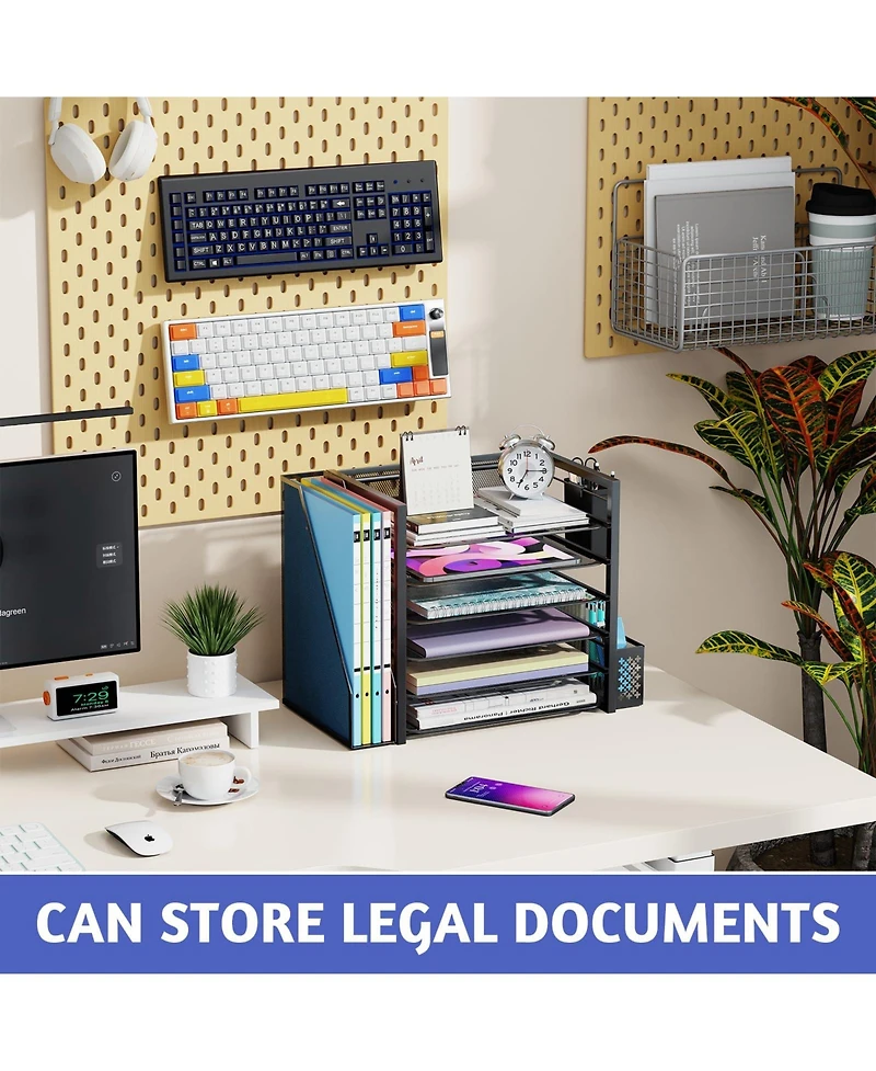 Gnuadz 6 Tier Desk File Organizer Letter Tray Pen Holder