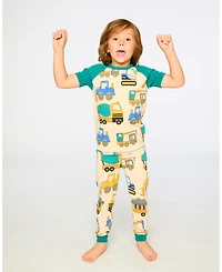 Deux par Deux Little Boys Cotton Two-Piece Pyjama Set Beige Truck Print