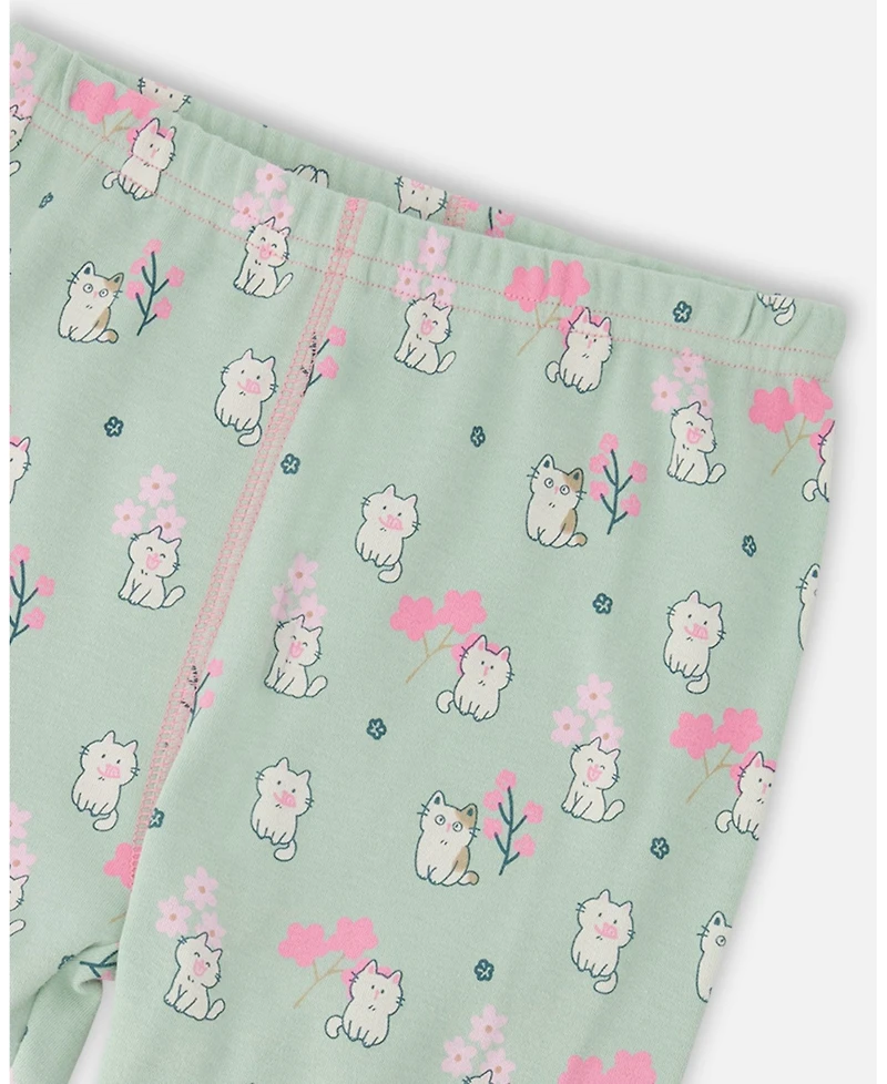 Deux par Deux Little Girls Cotton Two-Piece Pyjama Set Kitten Print