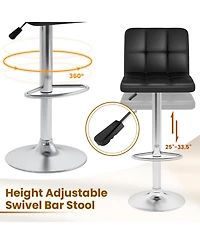 Gouun Adjustable Height Swivel Bar Stool Set of 2 with Pu Leather Seat and Heavy-Duty Metal Base