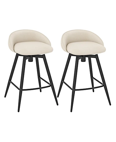 Gouun 25 in Upholstered Counter Height Bar Stool Set of 2 withFootrest and Backrest