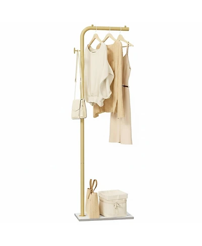 Yigii L Shaped Freestanding Metal Coat Rack Tree with Rock Base for Bedroom Hallway Entrance