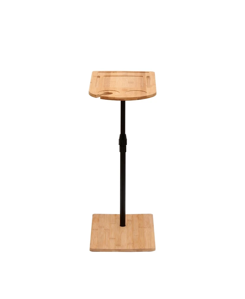 sumyeg Adjustable Bamboo C-Shaped Couch Tray Table Coffee Table with Oval and Rectangle Design