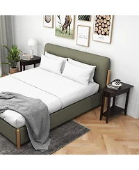 sumyeg 2-Tier Wedge Narrow End Table with Storage Shelf and Solid Wood Legs