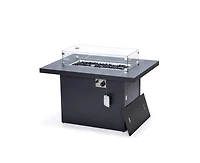 LeisureMod Chelsea Propane Fire Pit 44 Inch 55,000 Btu Auto-Ignition Gas Table with lid, Wind Guard and Decorative Stones Aluminum Frame
