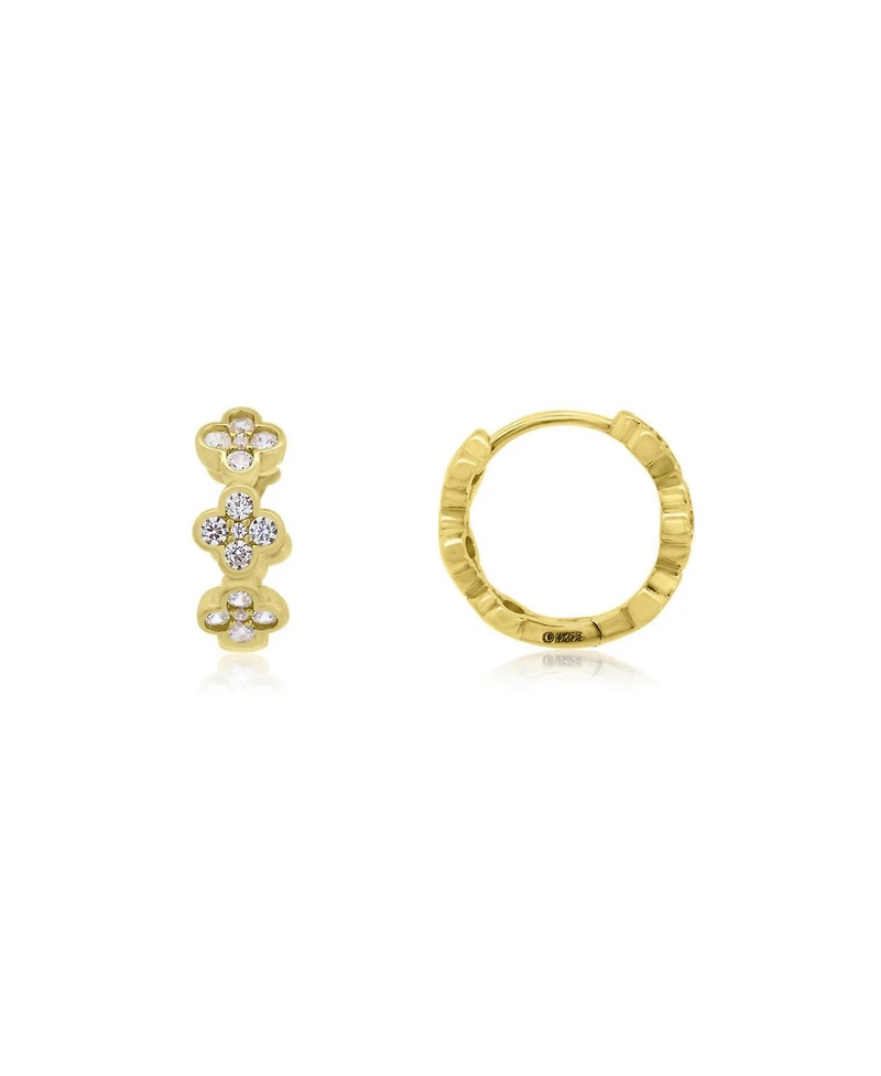 The Lovery Cz Clover Huggie Hoop Earrings 14K Gold-Plated Sterling Silver
