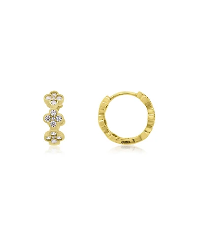 The Lovery Cz Clover Huggie Hoop Earrings 14K Gold-Plated Sterling Silver