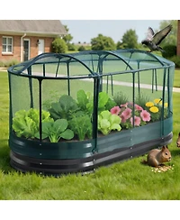 Sugift Galvanized Raised Garden Bed 6 x 3 x 1 ft with Self Watering System and Mesh Cover