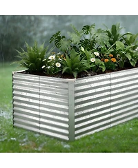 Sugift Galvanized Raised Garden Bed 8 x 4 x 3 ft Rectangular Elevated Planter Box for Vegetables