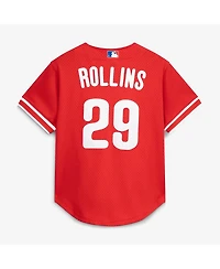 Mitchell & Ness Men's Jimmy Rollins Red Philadelphia Phillies Cooperstown Mesh Batting Practice Button-Up Jersey