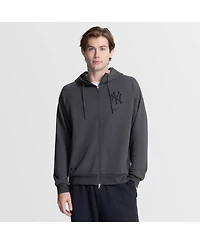 Nike Men's Anthracite New York Yankees Authentic Collection Player Raglan Dri-fit Full-Zip Hoodie