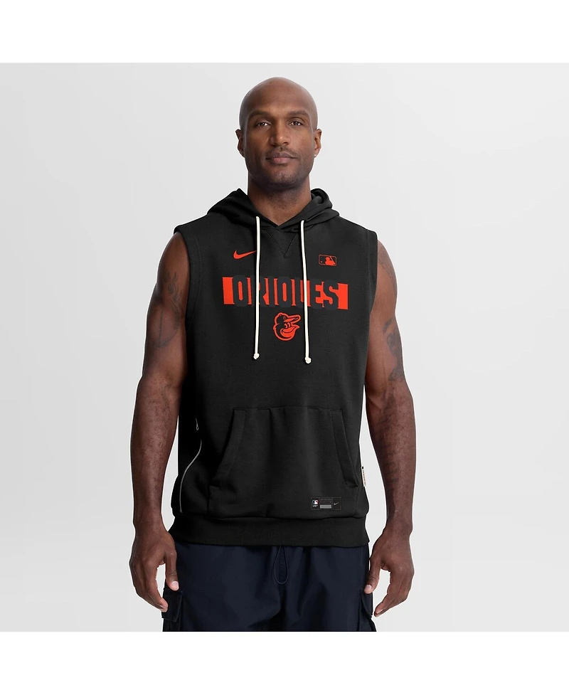 Nike Men's Black Baltimore Orioles Authentic Collection Standard Issue Dri-fit Sleeveless Hoodie