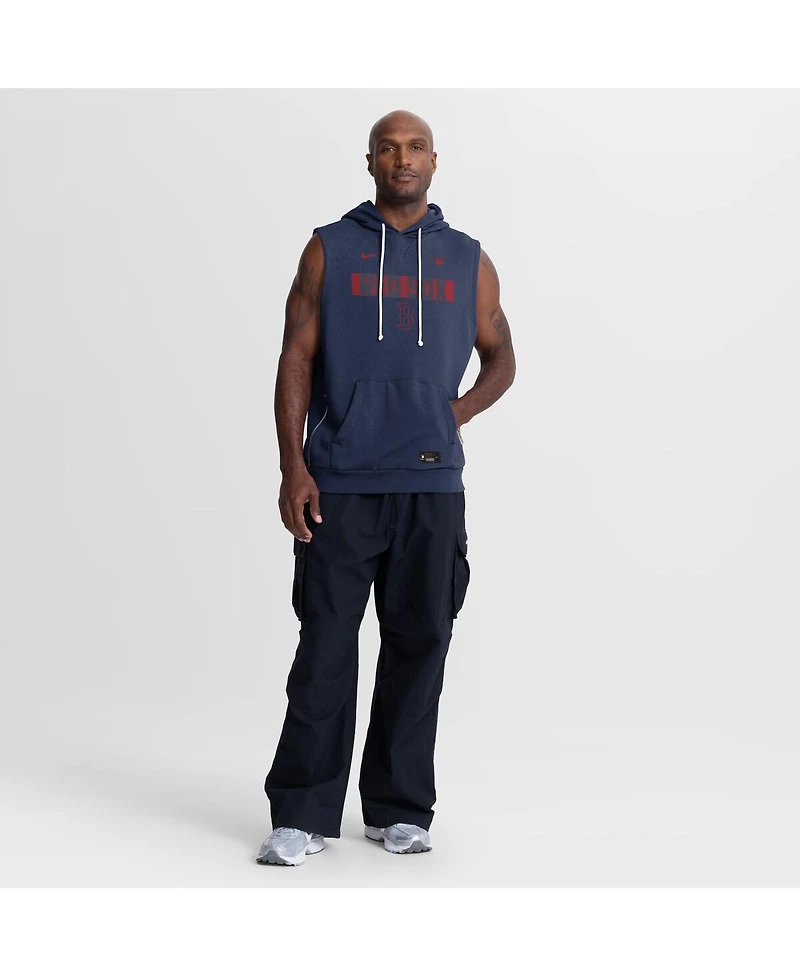 Nike Men's Navy Boston Red Sox Authentic Collection Standard Issue Dri-fit Sleeveless Hoodie