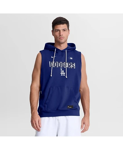 Nike Men's Royal Los Angeles Dodgers Authentic Collection Standard Issue Dri-fit Sleeveless Hoodie