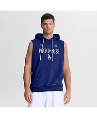 Nike Men's Royal Los Angeles Dodgers Authentic Collection Standard Issue Dri-fit Sleeveless Hoodie