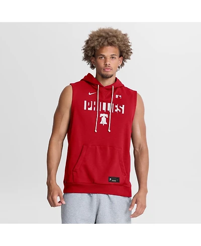 Nike Men's Red Philadelphia Phillies Authentic Collection Standard Issue Dri-fit Sleeveless Hoodie