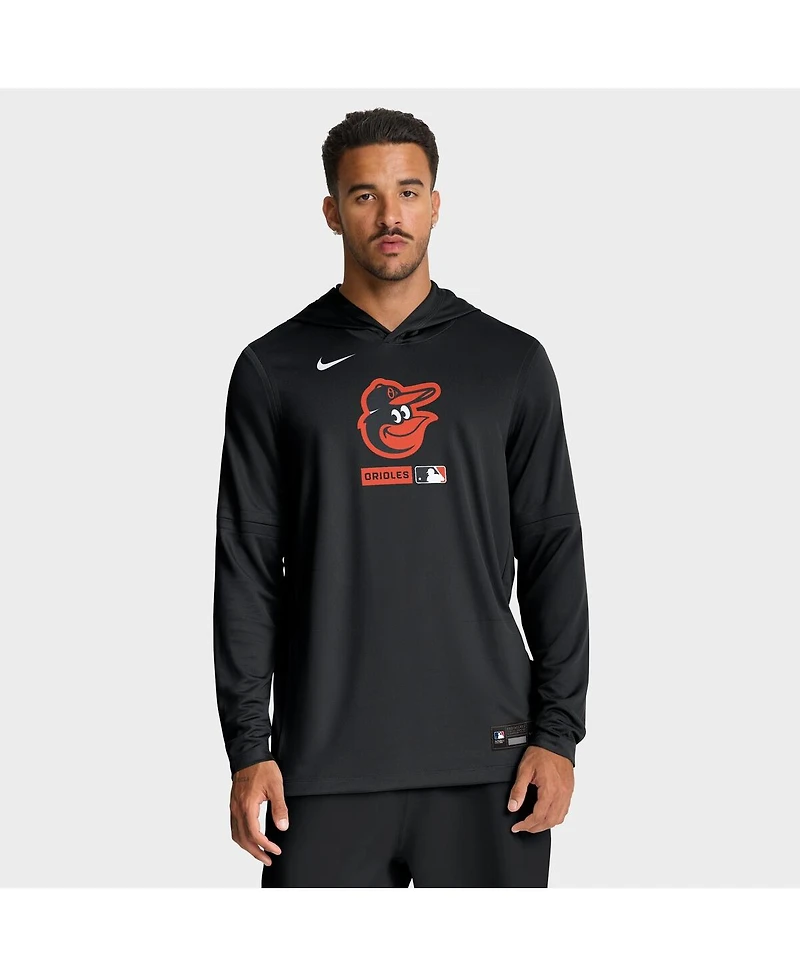 Nike Men's Black Baltimore Orioles Authentic Collection Dri-fit Long Sleeve Hoodie
