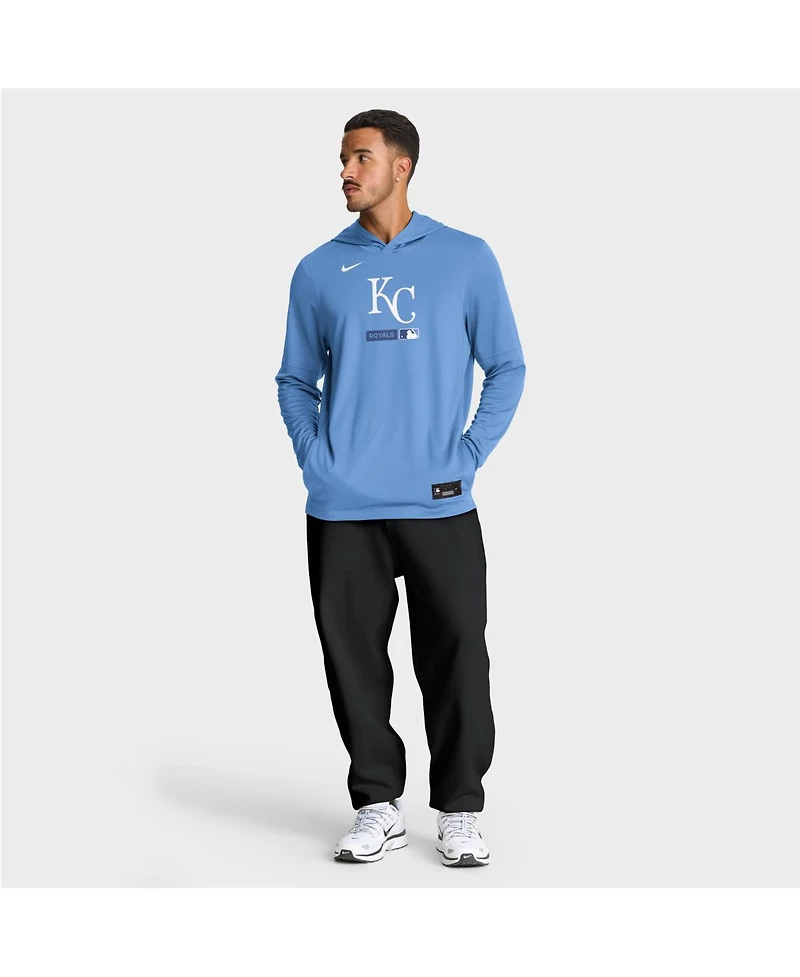Nike Men's Light Blue Kansas City Royals Authentic Collection Dri-fit Long Sleeve Hoodie