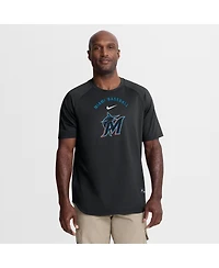 Nike Men's Black Miami Marlins Authentic Collection Batting Practice Pre-Game Raglan Dri-fit T-Shirt